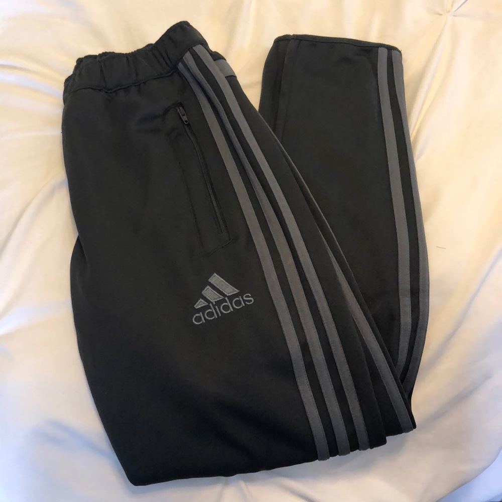 Grey Adidas 3 Stripe Pants Soccer Track